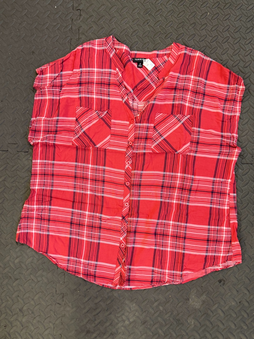 torrid Red and Black Plaid Button-Up Shirt